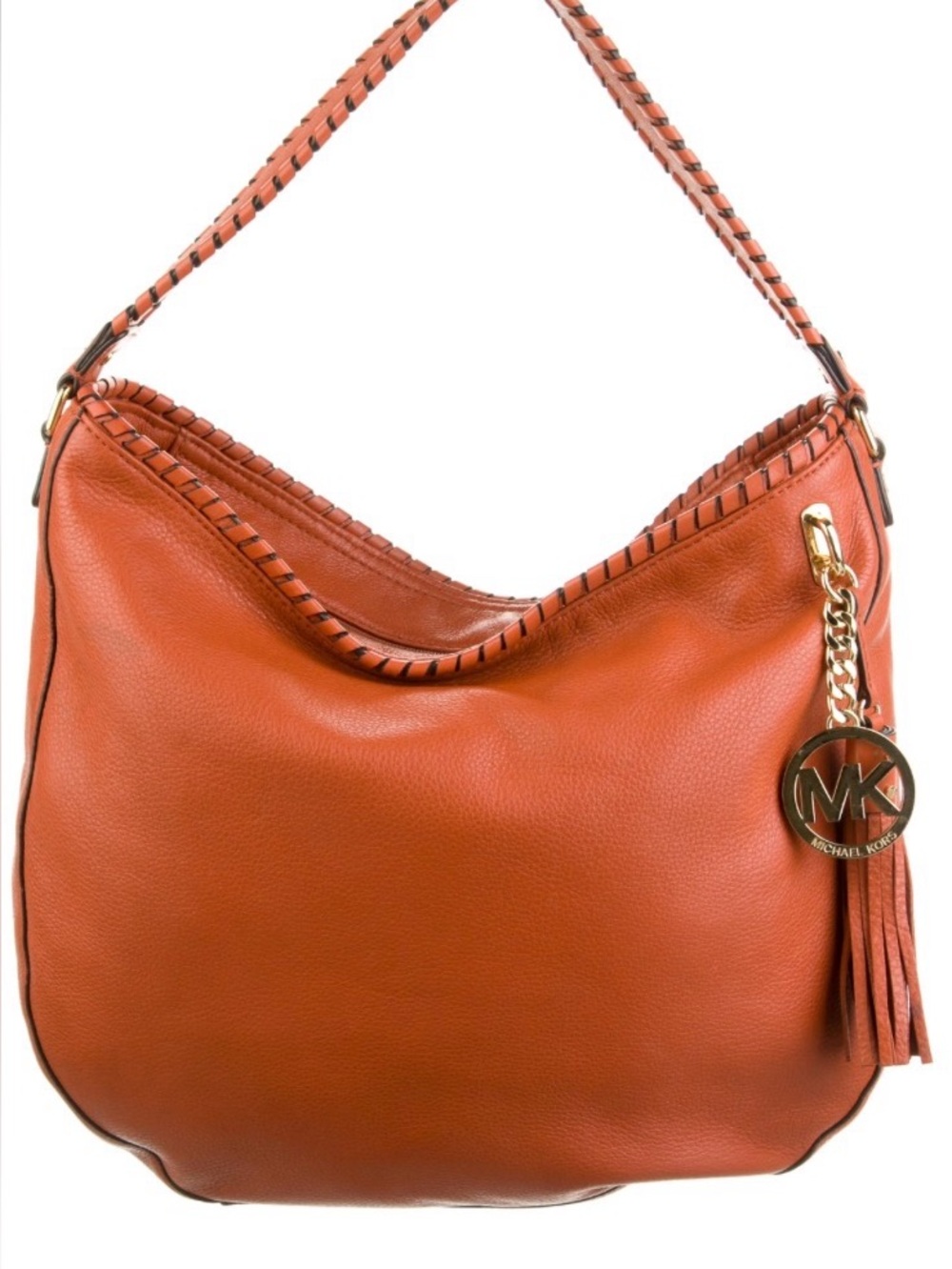 Michael Kors Orange Leather Hobo with Tassel Charm